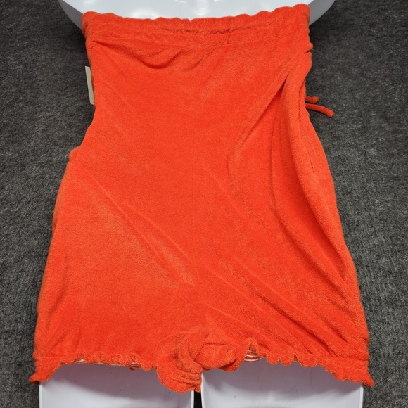 Anthropolgie Terry Cloth Sleevless Tight Cuff Shorts Romper Orange Large NEW - Picture 4 of 11